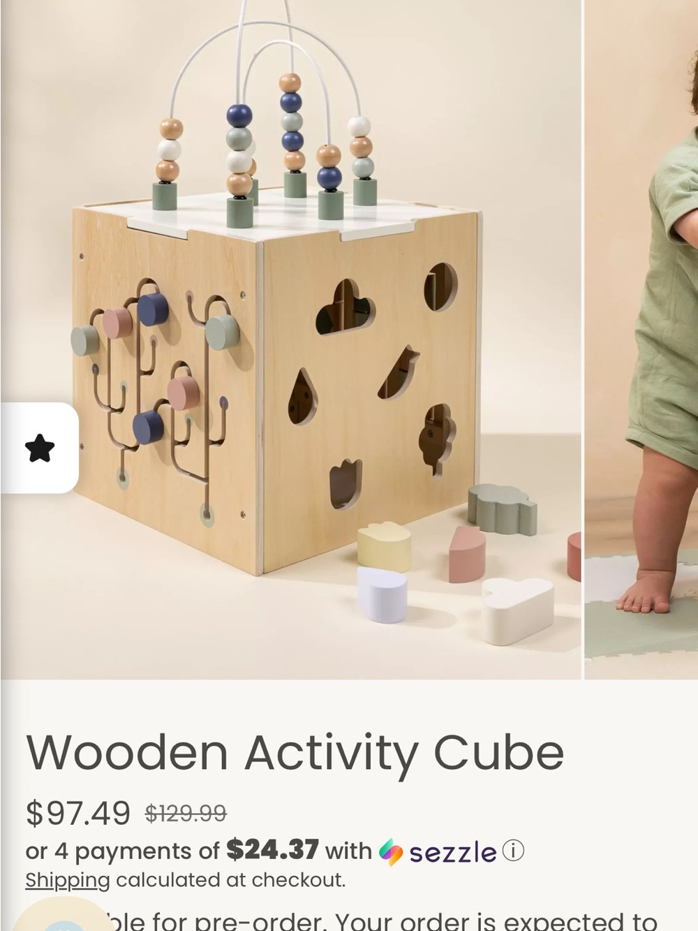 Wooden Activity Cube - Pastel Multi Color Learning Toy
